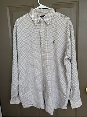 Polo Ralph Lauren Ellington Button Down Shirt Mens Large Checkered 100% Cotton